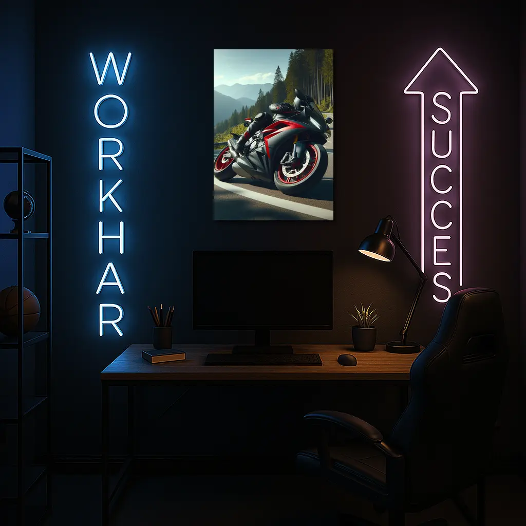 Black Red Sport Bike Mountain Road – Wall Art