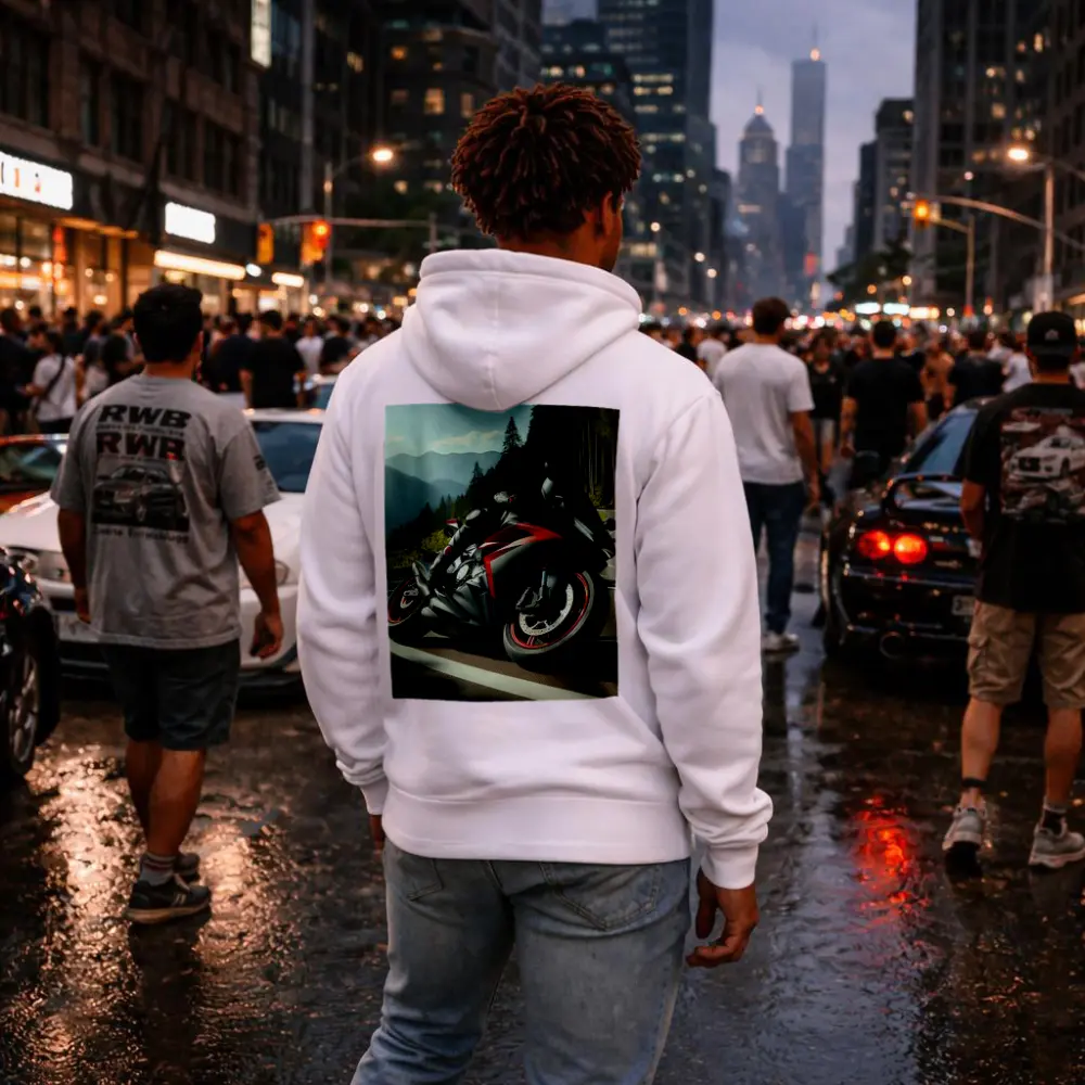 Black Red Sport Bike Mountain Road – Hoodies