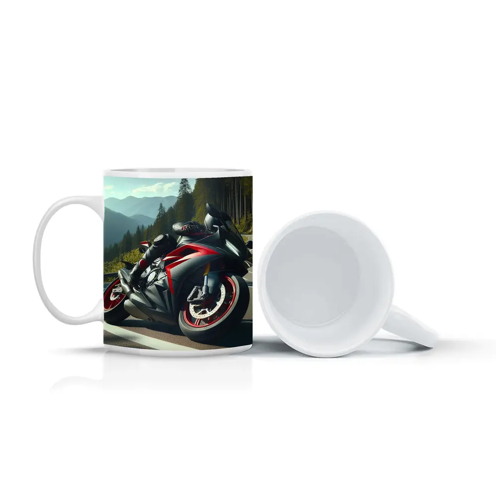 Black Red Sport Bike Mountain Road – Mugs