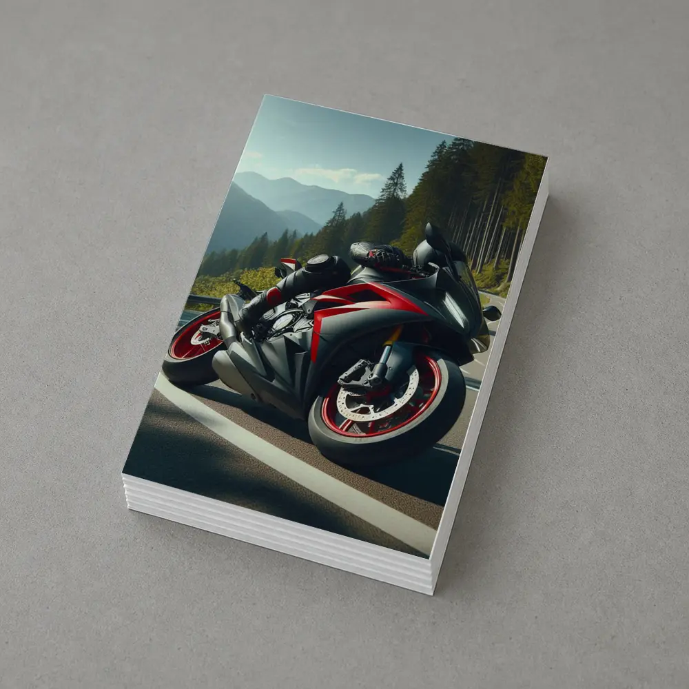 Black Red Sport Bike Mountain Road – Postcards