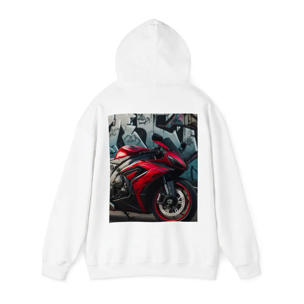 Red Sport Bike Against Graffiti Wall – Hoodies