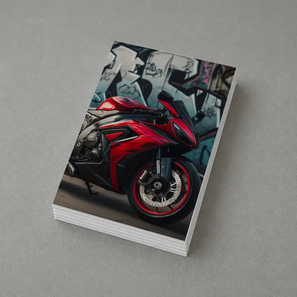 Red Sport Bike Against Graffiti Wall – Postcards