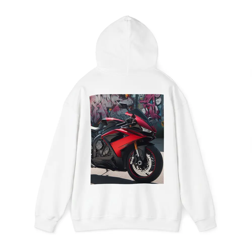 Red Sport Bike Against Graffiti Wall – Hoodies