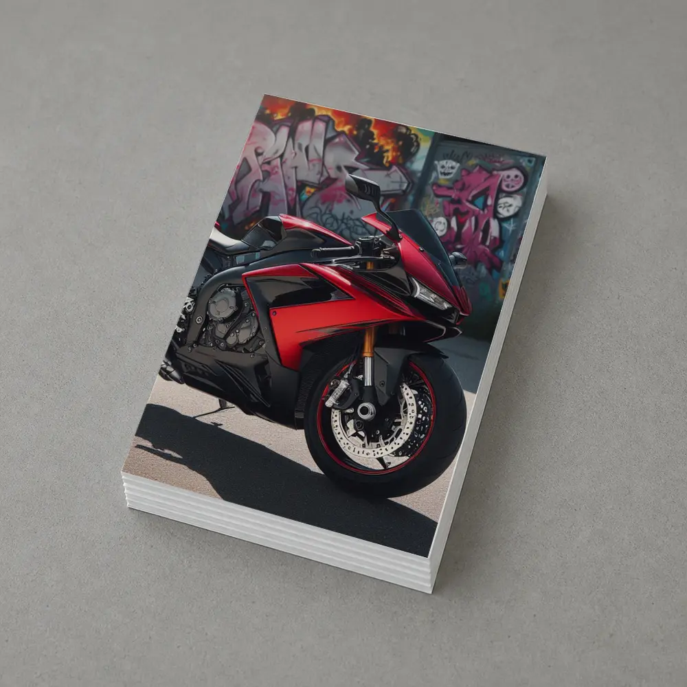 Red Sport Bike Against Graffiti Wall – Postcards
