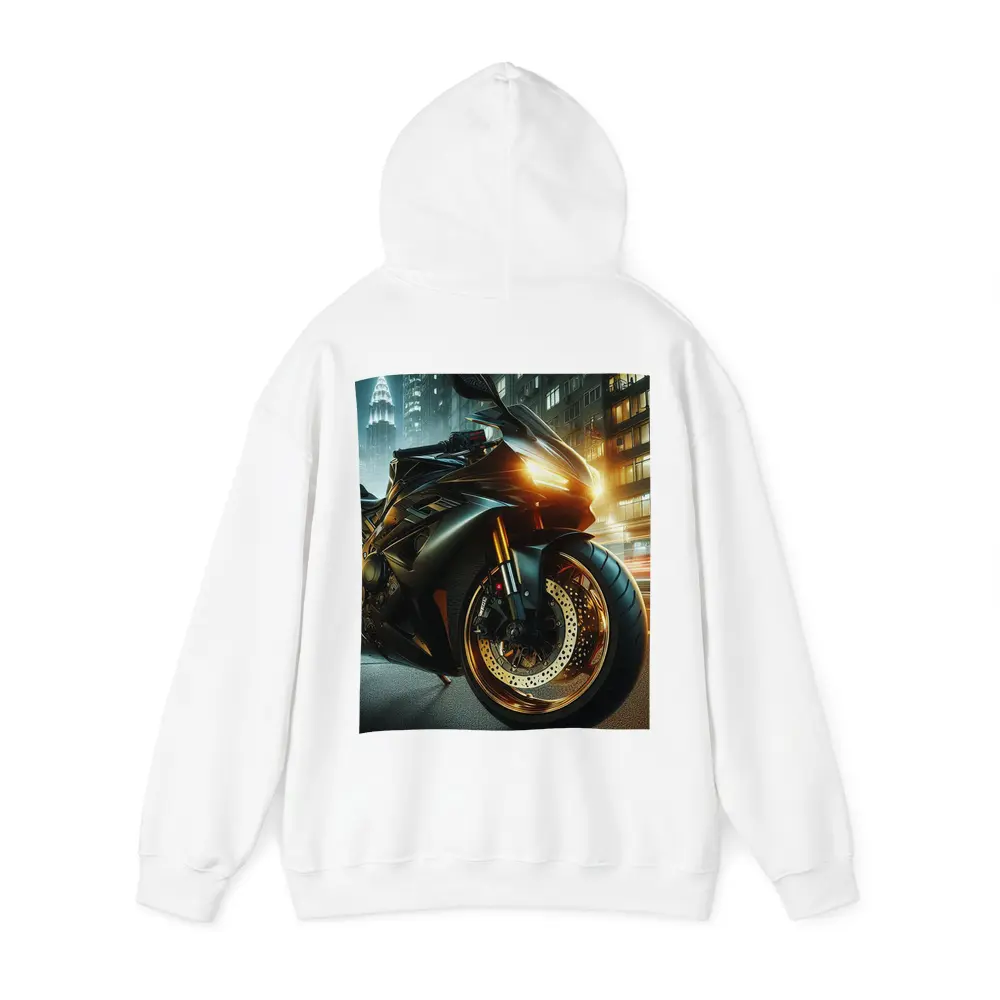 Black Sport Bike Glowing City Night – Hoodies