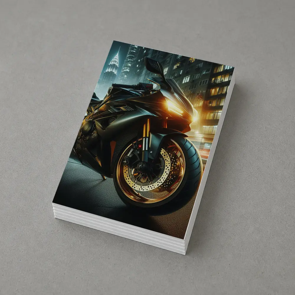 Black Sport Bike Glowing City Night – Postcards