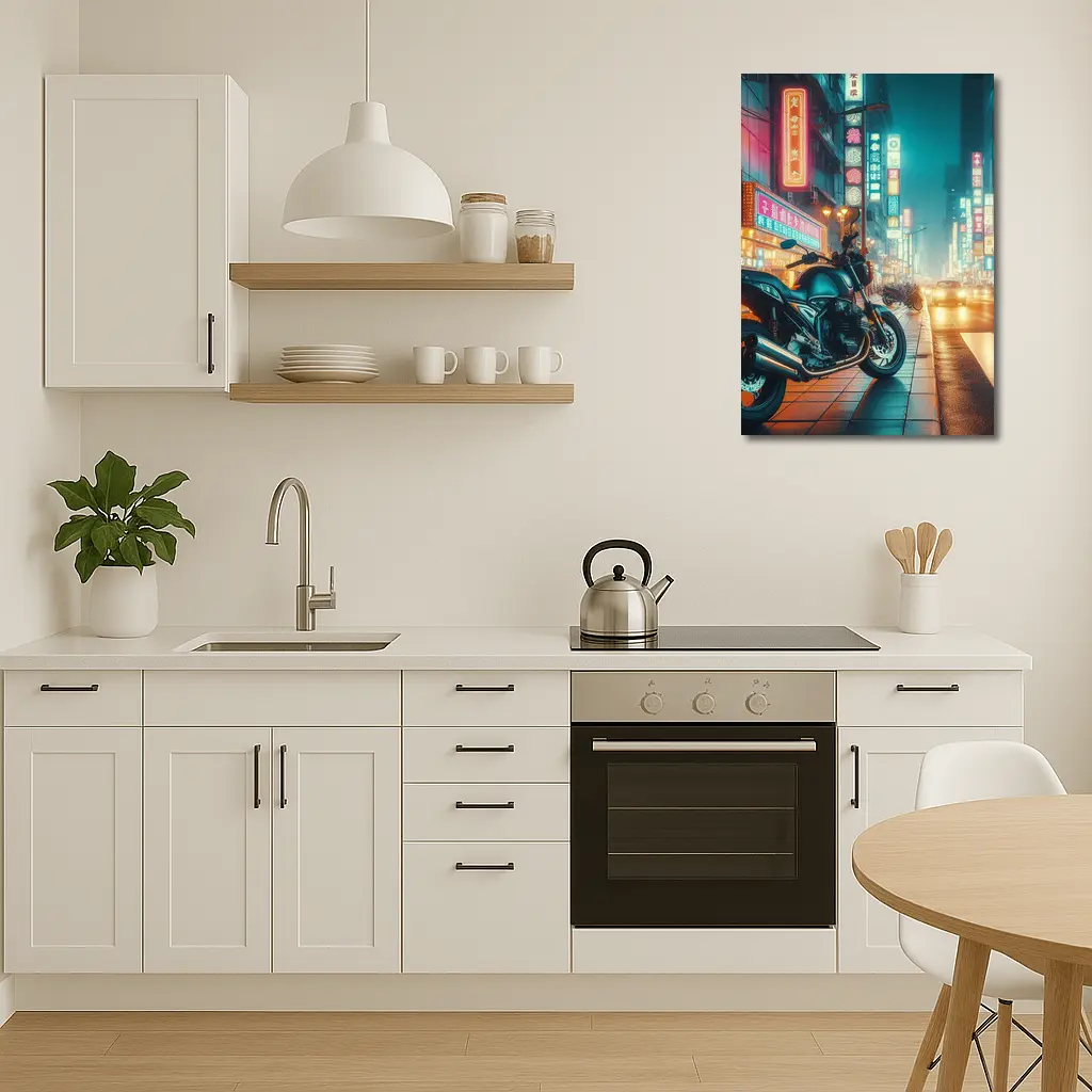 Naked Bike Motorcycle Neon City Night Street – Wall Art