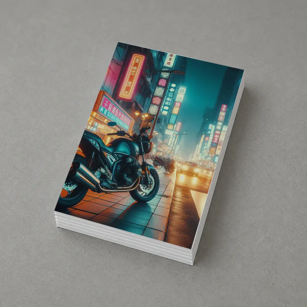 Naked Bike Motorcycle Neon City Night Street – Postcards
