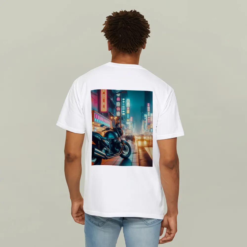 Naked Bike Motorcycle Neon City Night Street – T-Shirts
