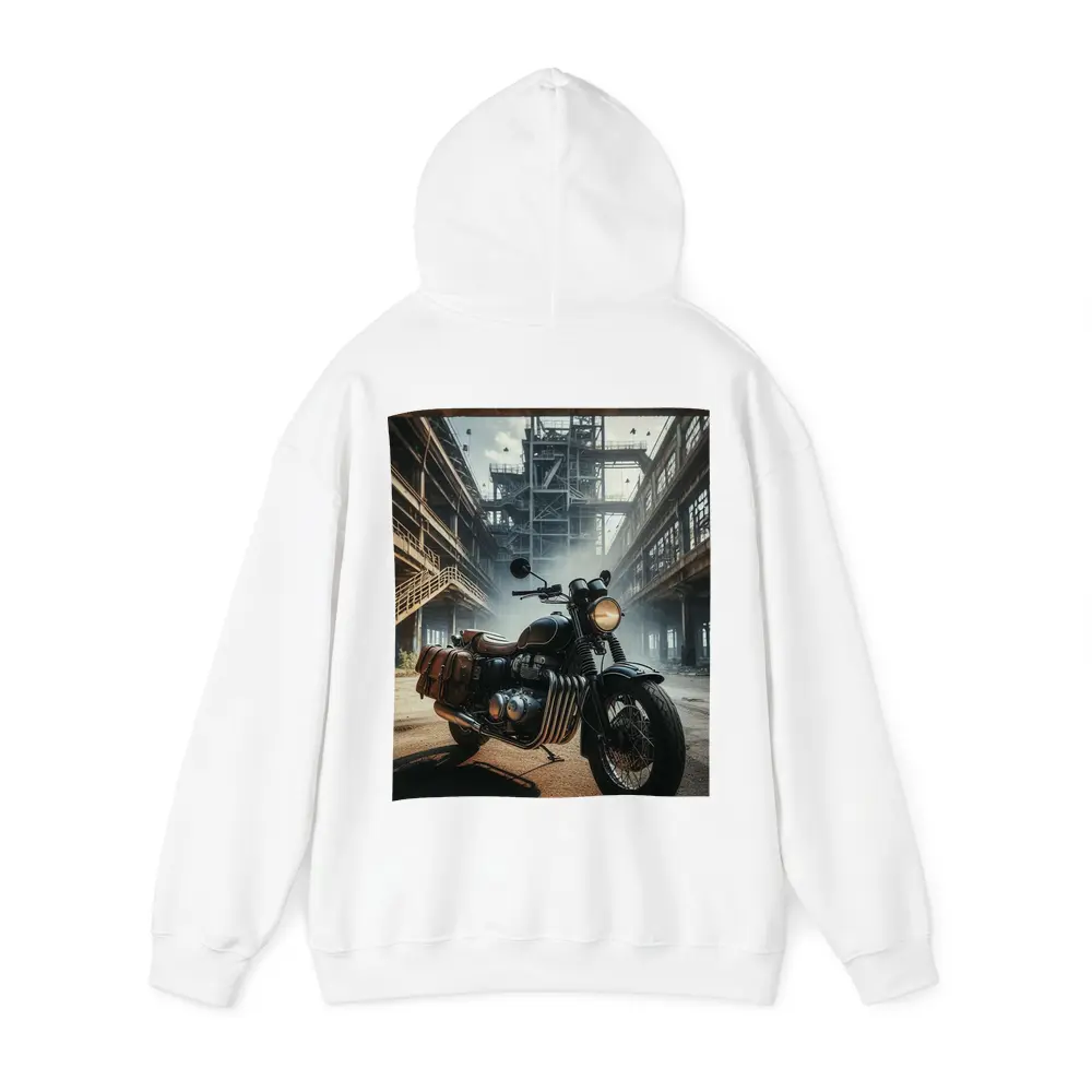 Classic Bobber Motorcycle Abandoned Industrial Factory – Hoodies