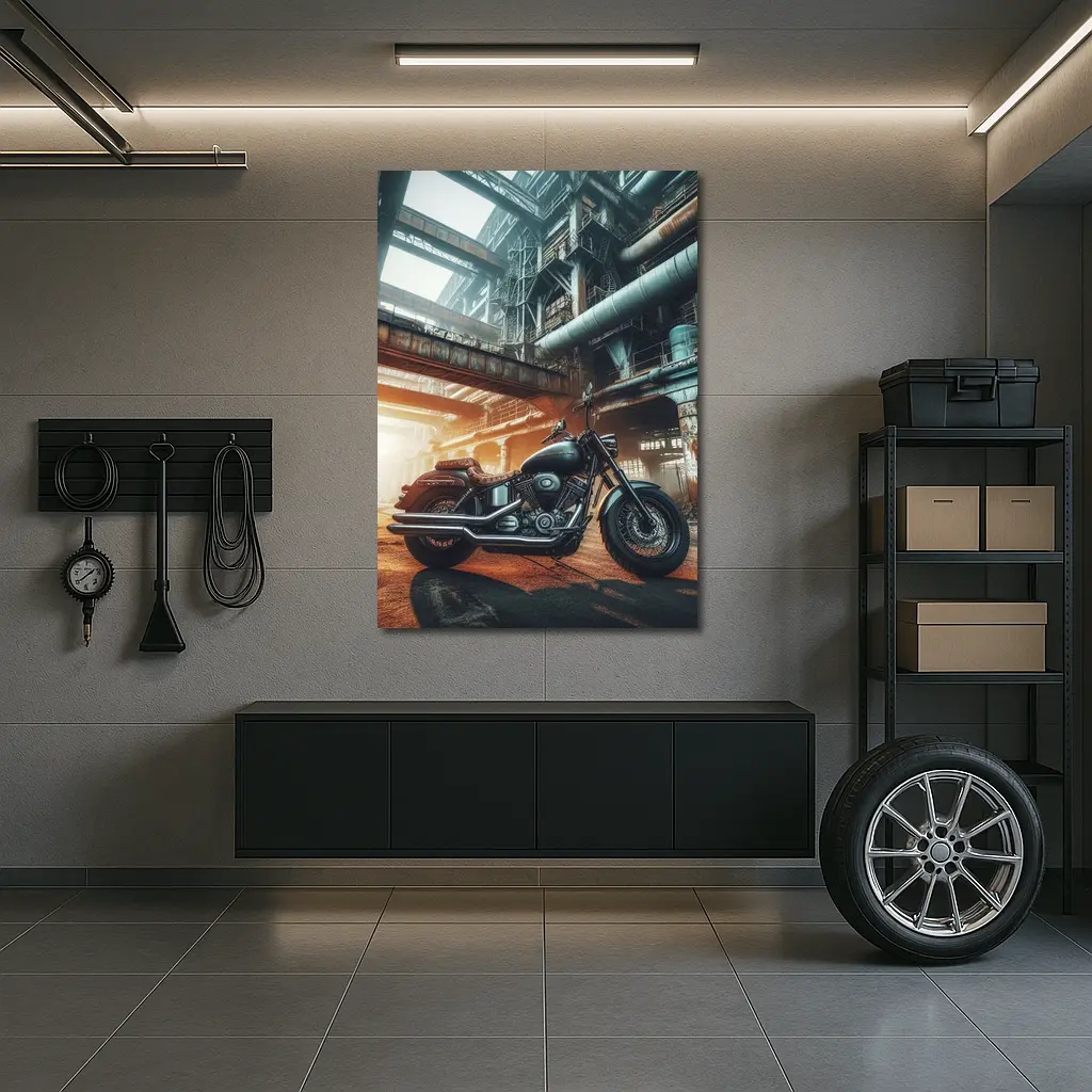 Harley Davidson Cruiser Industrial Factory Background – Wall Art