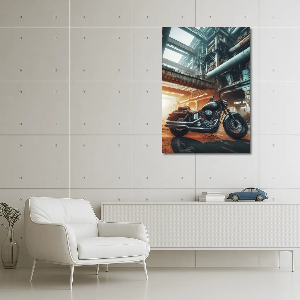 Harley Davidson Cruiser Industrial Factory Background – Wall Art