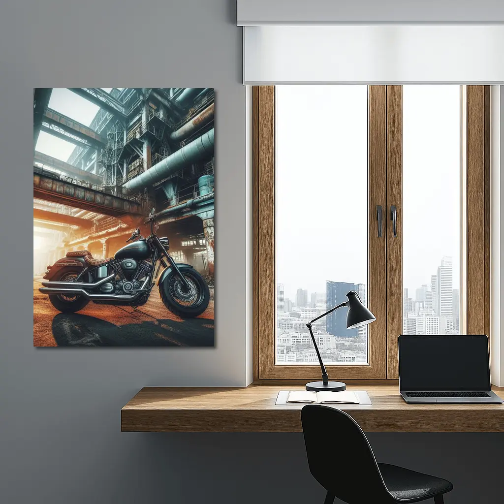 Harley Davidson Cruiser Industrial Factory Background – Wall Art