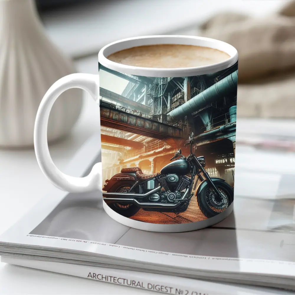 Harley Davidson Cruiser Industrial Factory Background – Mugs