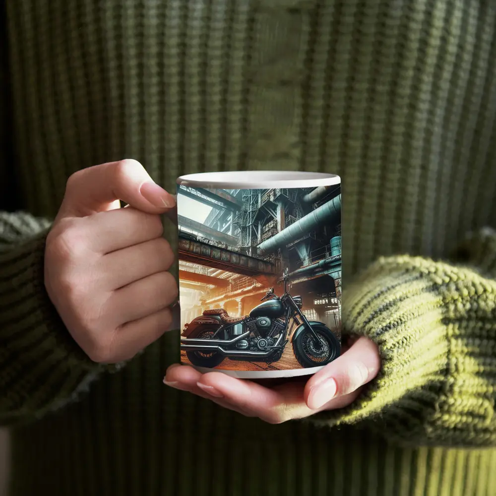 Harley Davidson Cruiser Industrial Factory Background – Mugs
