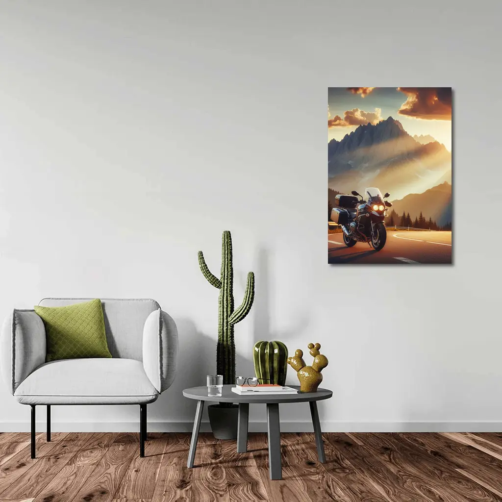 BMW Touring Motorcycle Alpine Mountain Sunset – Wall Art