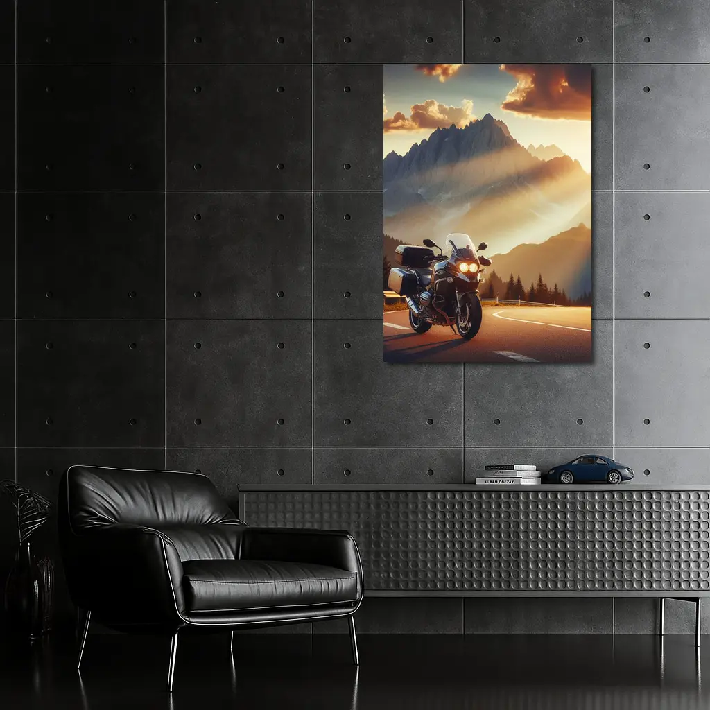 BMW Touring Motorcycle Alpine Mountain Sunset – Wall Art