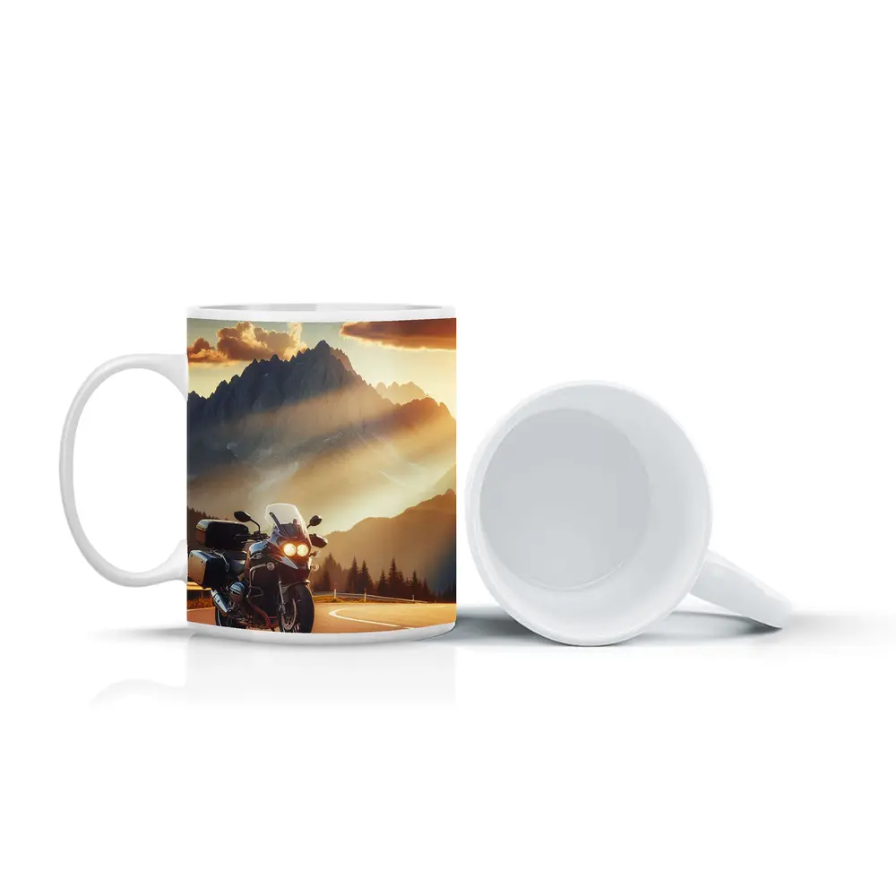 BMW Touring Motorcycle Alpine Mountain Sunset – Mugs