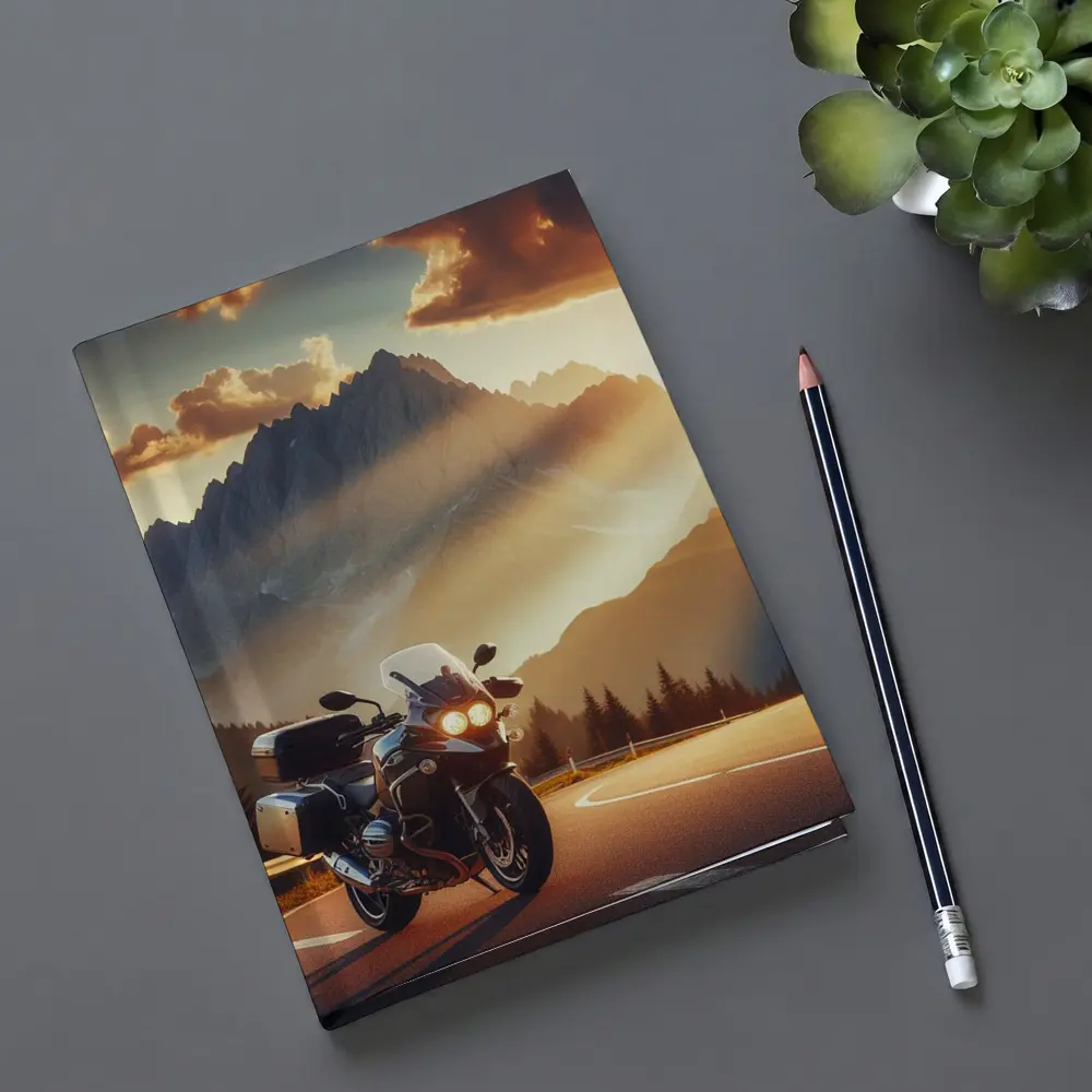 BMW Touring Motorcycle Alpine Mountain Sunset – Notebooks