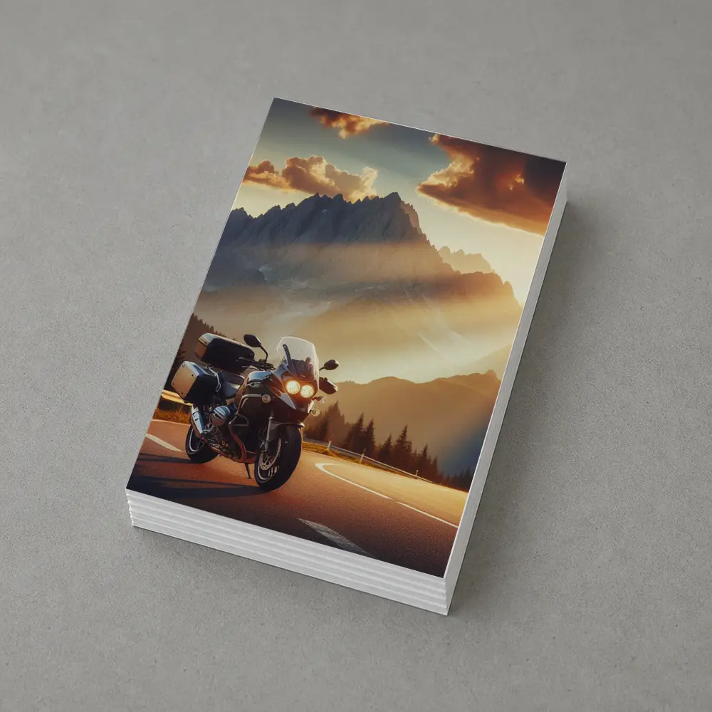 BMW Touring Motorcycle Alpine Mountain Sunset – Postcards