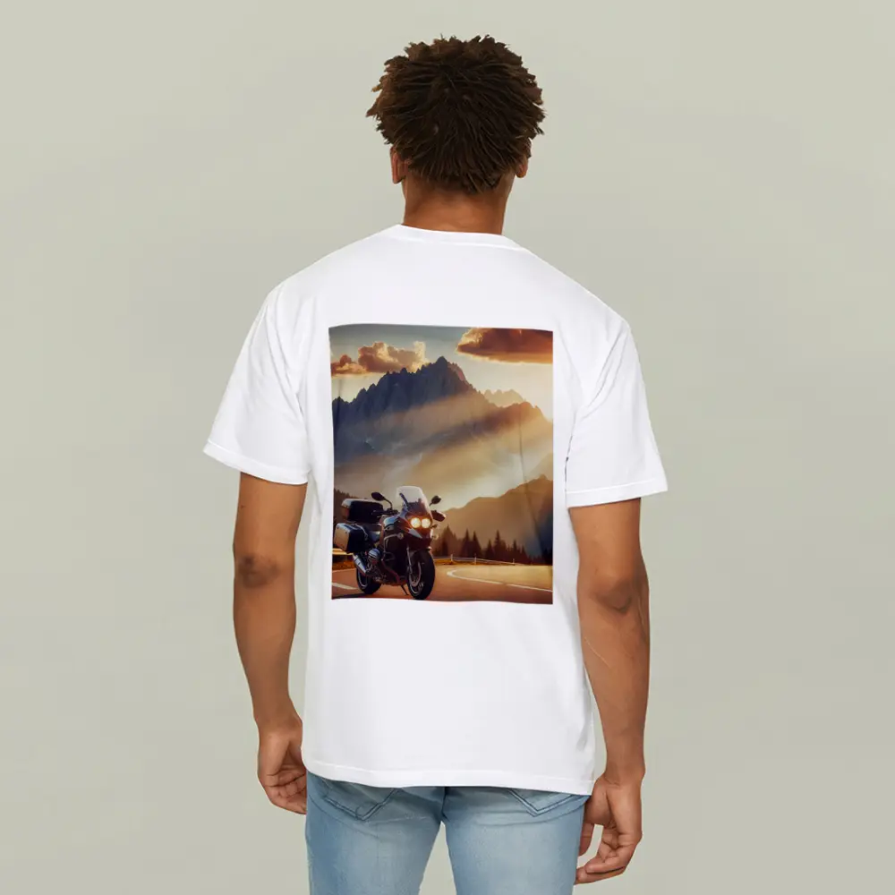 BMW Touring Motorcycle Alpine Mountain Sunset – T-Shirts