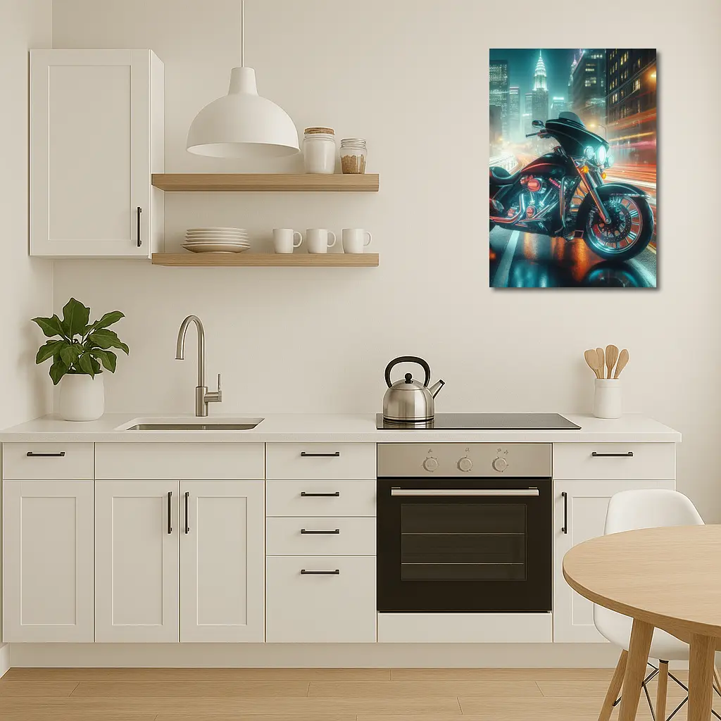 Harley Davidson Bagger Glowing City Night – Wall Art