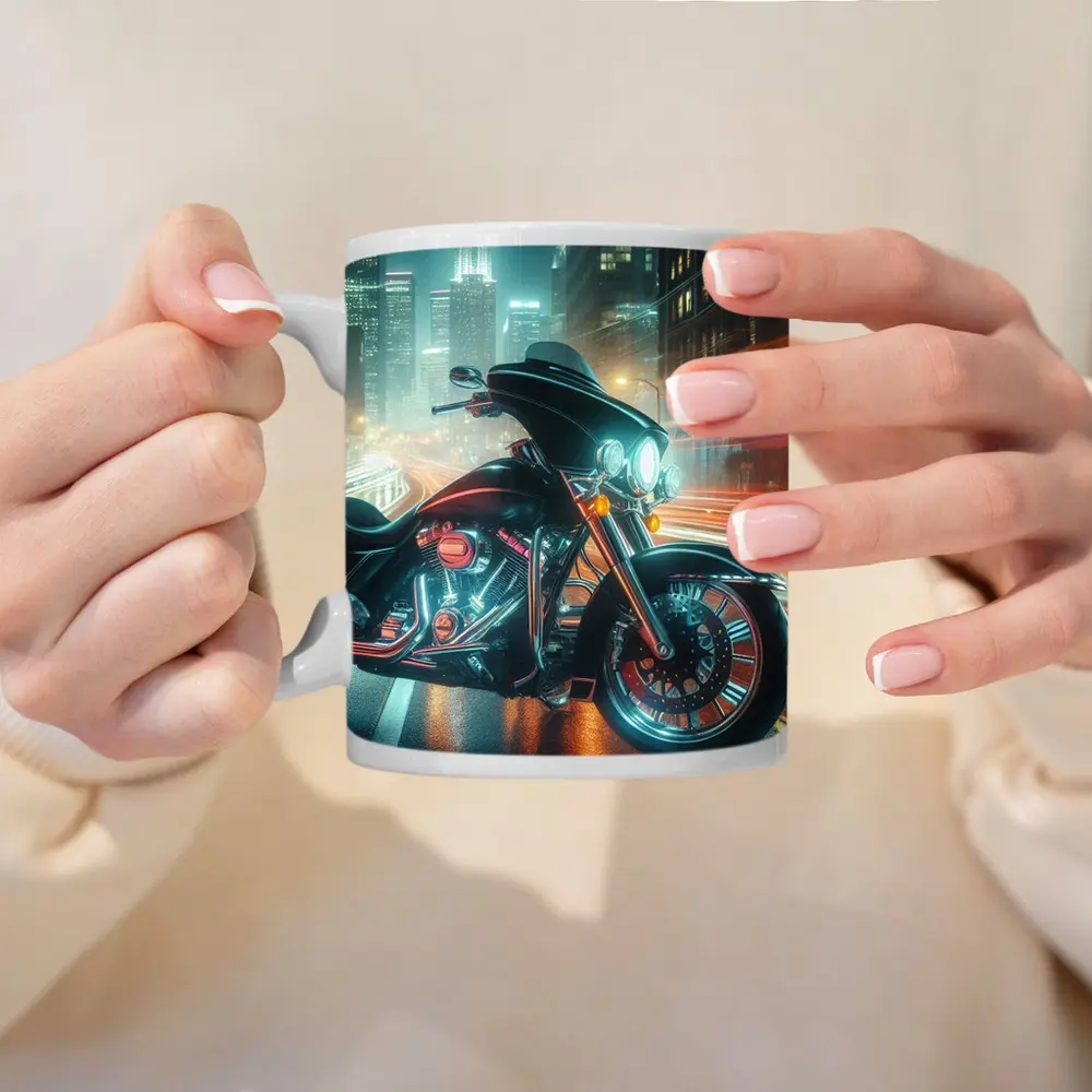 Harley Davidson Bagger Glowing City Night – Mugs