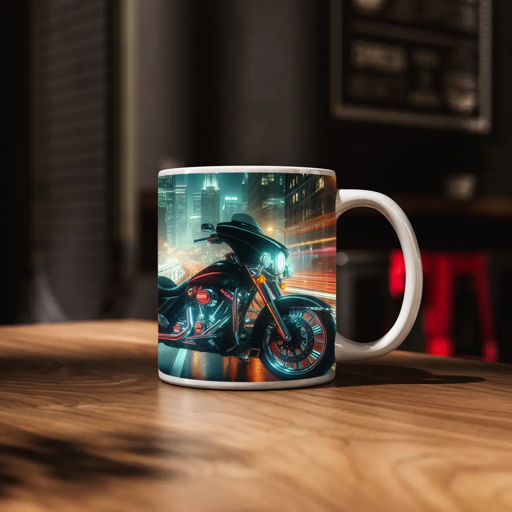 Harley Davidson Bagger Glowing City Night – Mugs