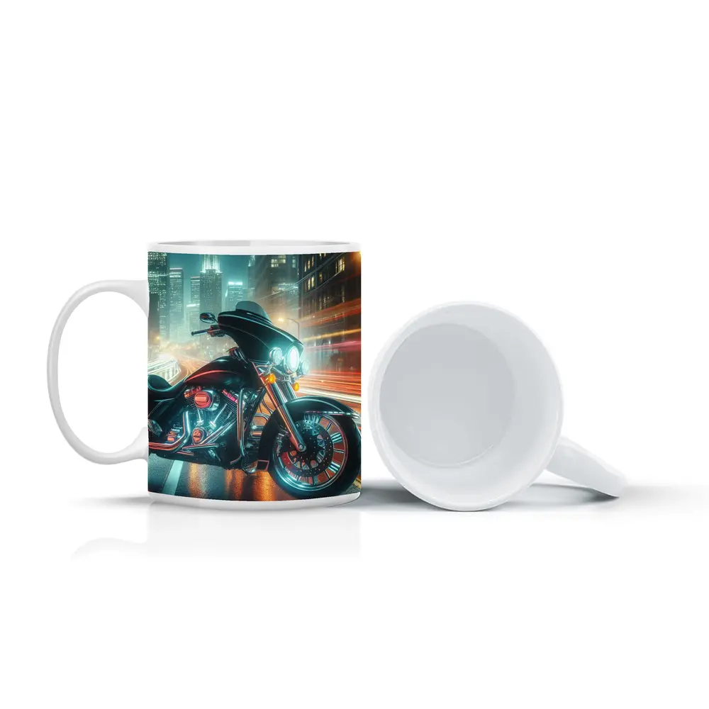 Harley Davidson Bagger Glowing City Night – Mugs
