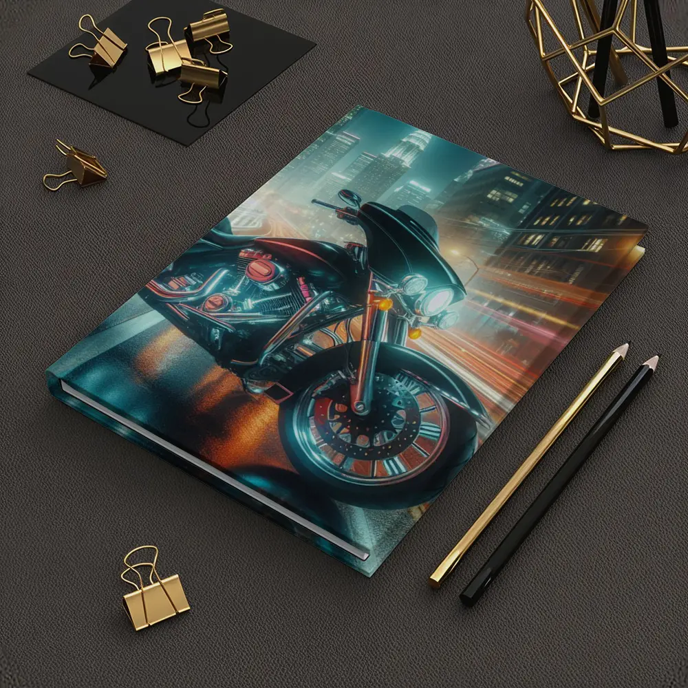 Harley Davidson Bagger Glowing City Night – Notebooks