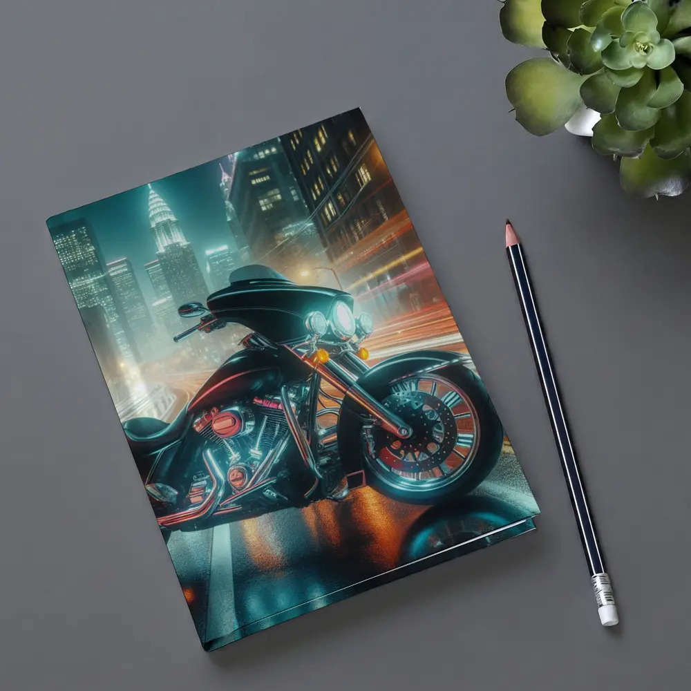 Harley Davidson Bagger Glowing City Night – Notebooks