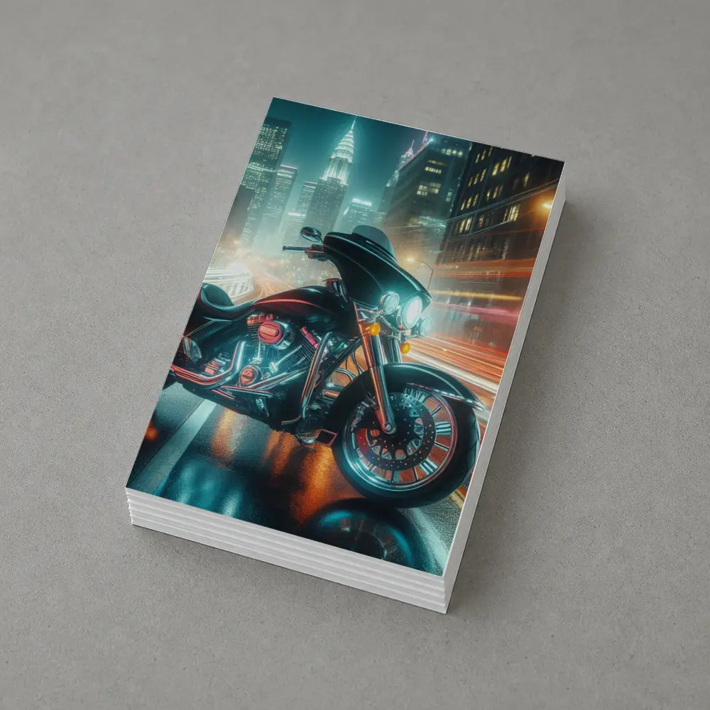 Harley Davidson Bagger Glowing City Night – Postcards