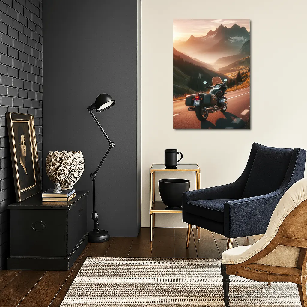 Touring Motorcycle Alpine Mountain Sunset Road – Wall Art