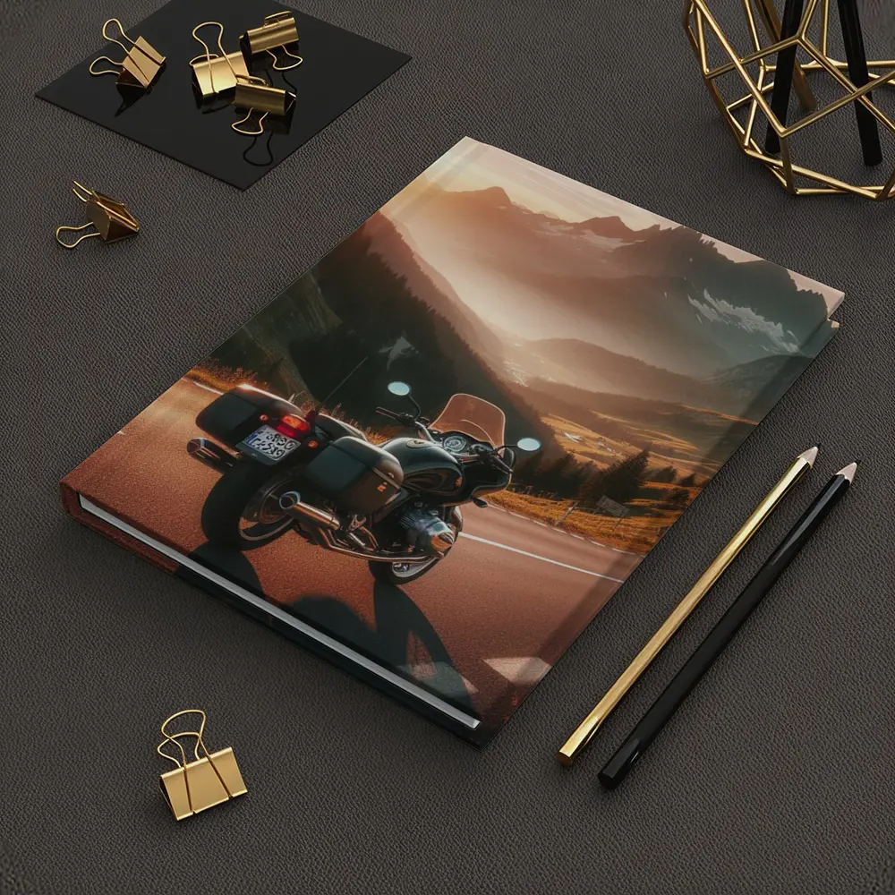 Touring Motorcycle Alpine Mountain Sunset Road – Notebooks