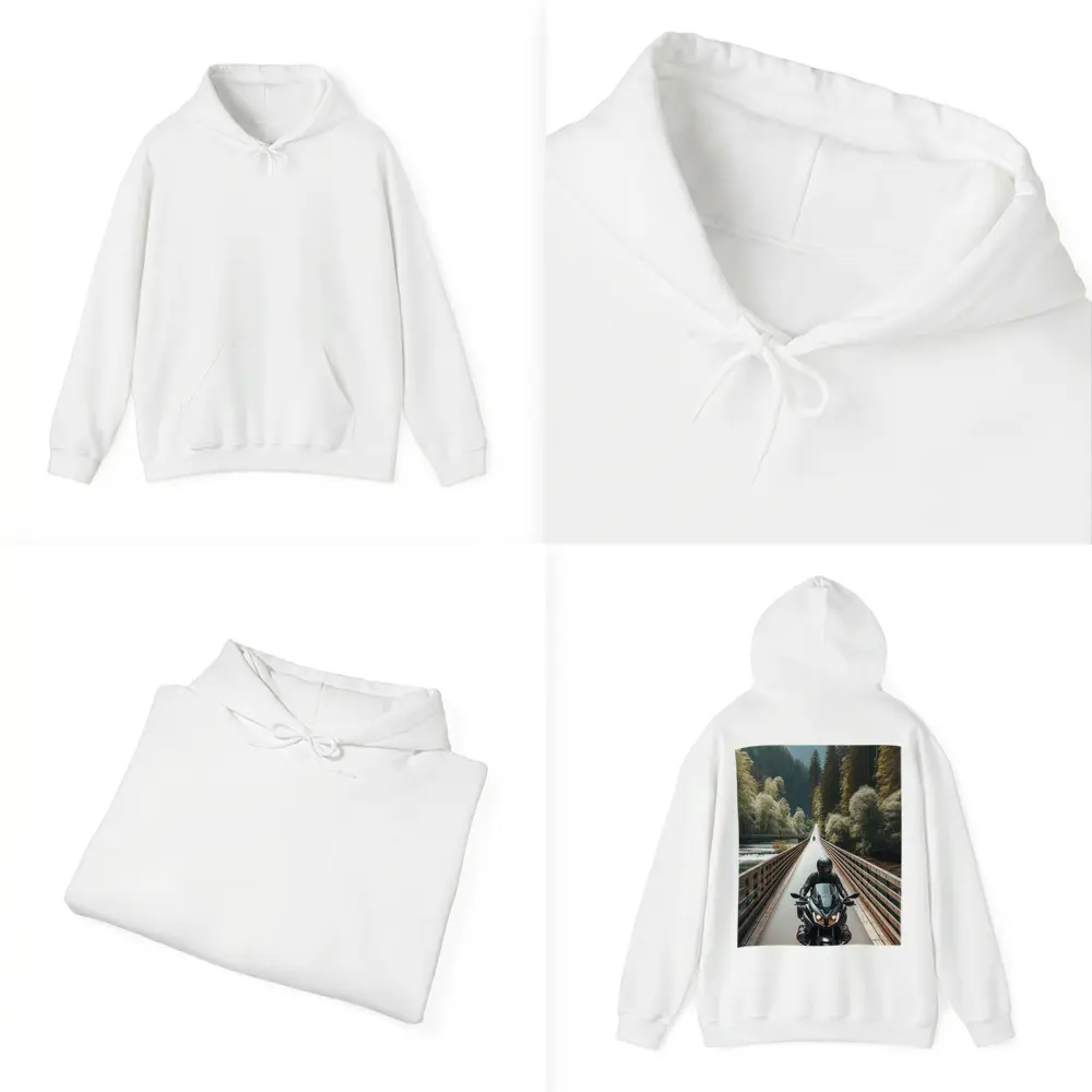 Sport Bike Rider Crossing Forest Bridge – Hoodies