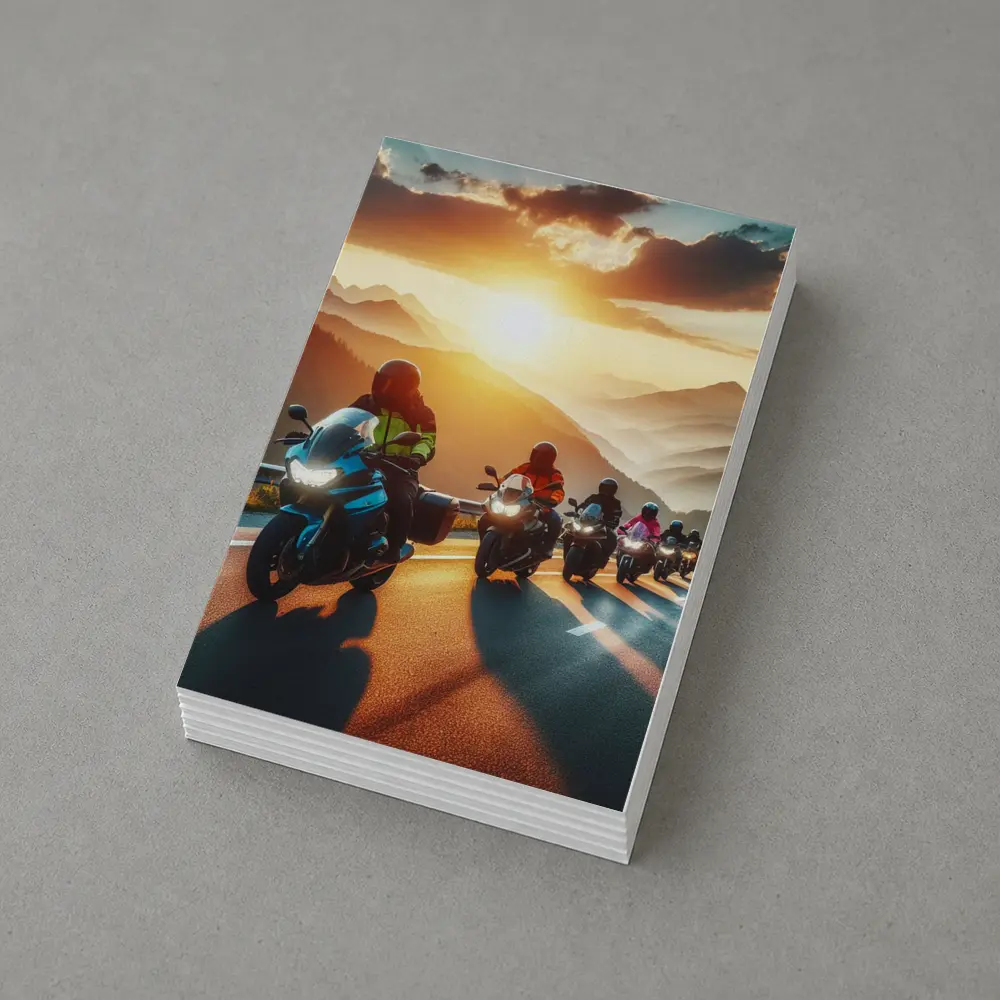 Motorcycle Group Ride Mountain Sunset Road – Postcards