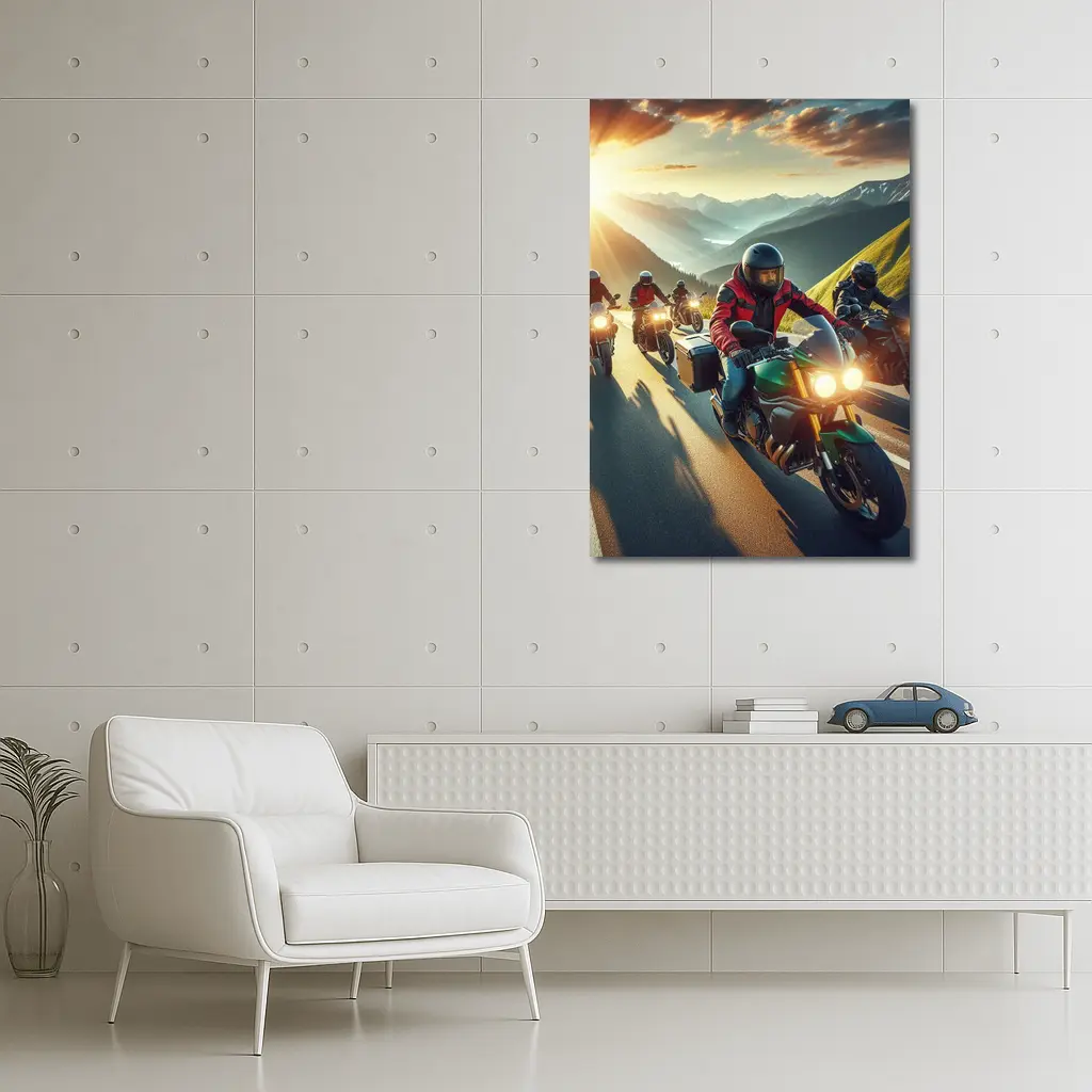 Motorcycle Riders Group Mountain Sunset Road – Wall Art