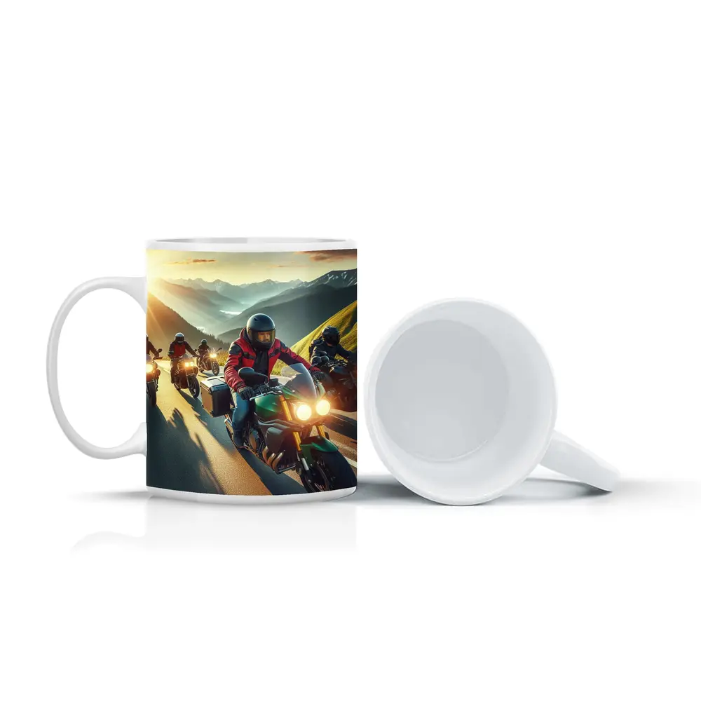 Motorcycle Riders Group Mountain Sunset Road – Mugs