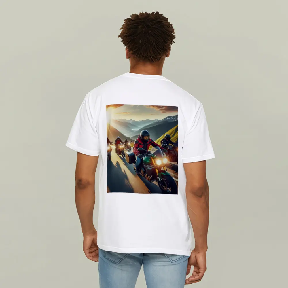 Motorcycle Riders Group Mountain Sunset Road – T-Shirts