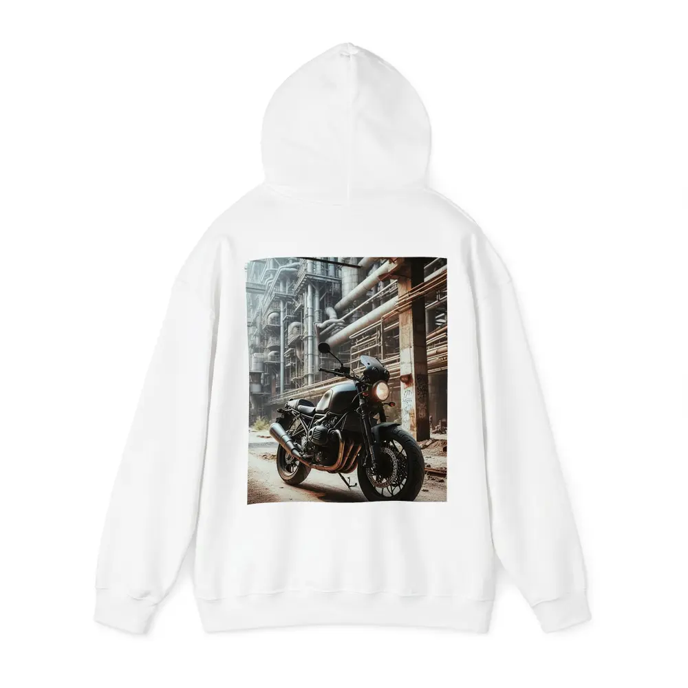 Cafe Racer Motorcycle Abandoned Industrial Factory – Hoodies