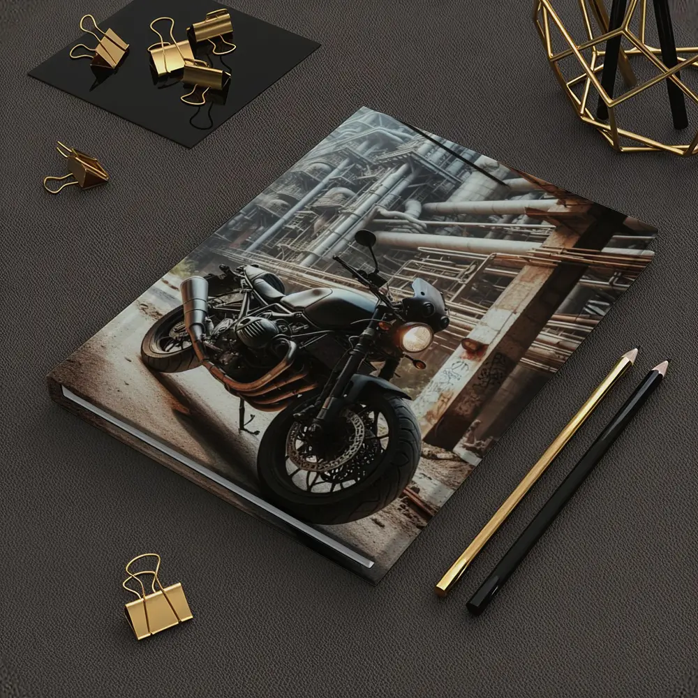 Cafe Racer Motorcycle Abandoned Industrial Factory – Notebooks
