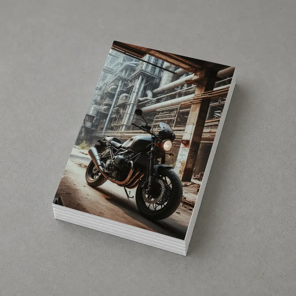 Cafe Racer Motorcycle Abandoned Industrial Factory – Postcards