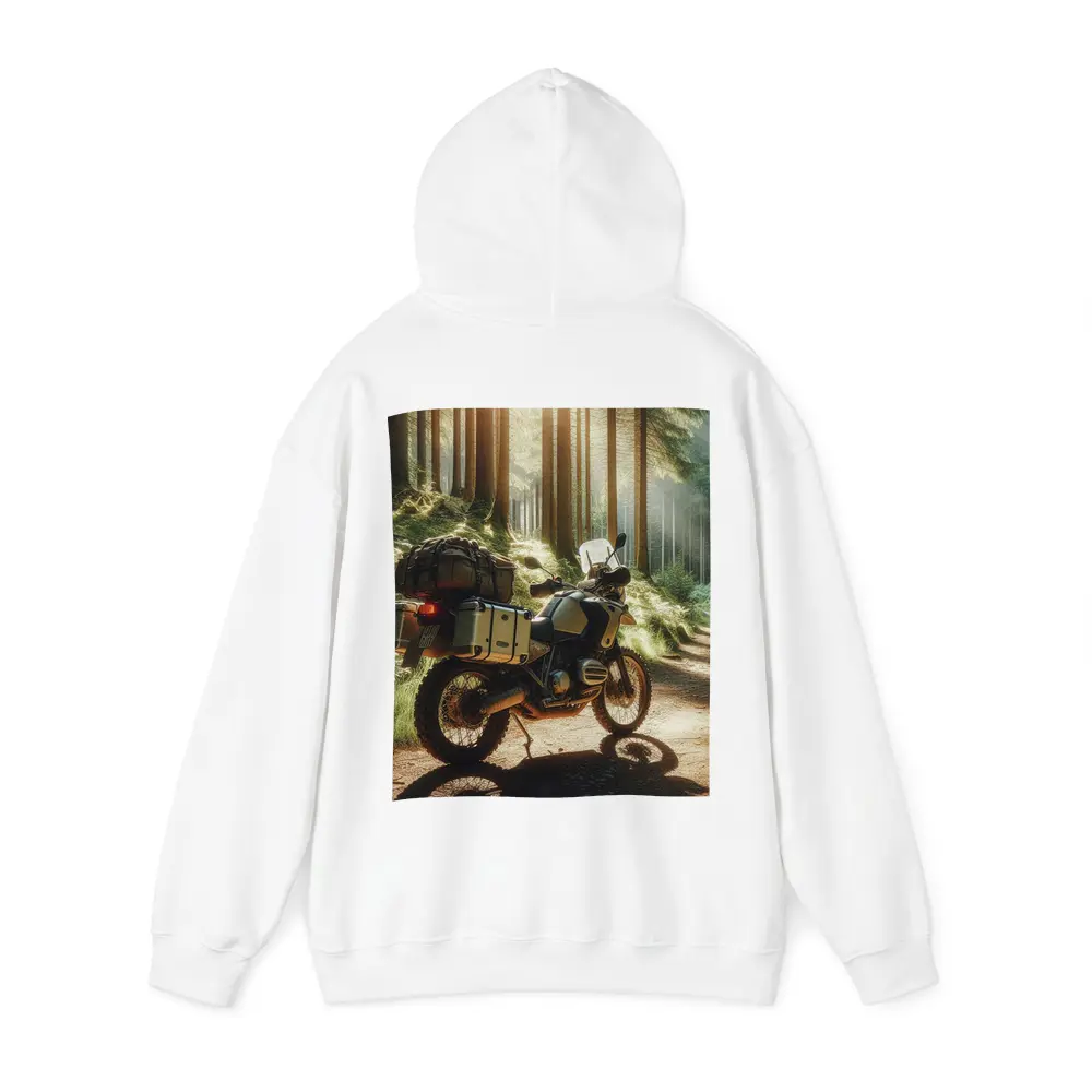 BMW Adventure Motorcycle Parked Forest Trail – Hoodies