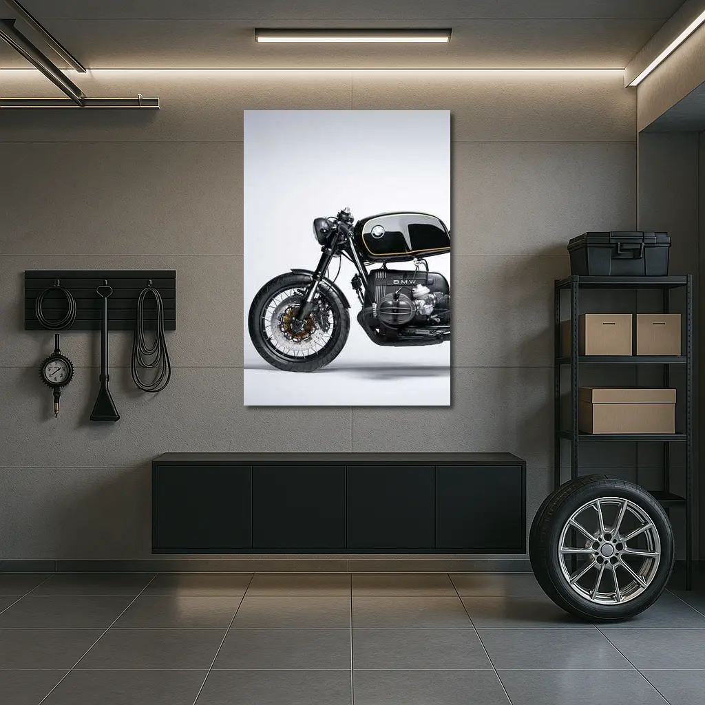 BMW Cafe Racer Custom Black Motorcycle Studio – Wall Art