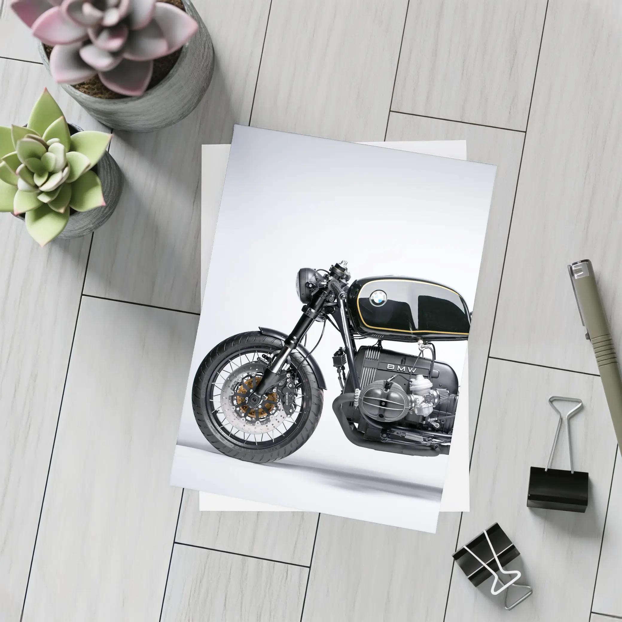 BMW Cafe Racer Custom Black Motorcycle Studio – Postcards