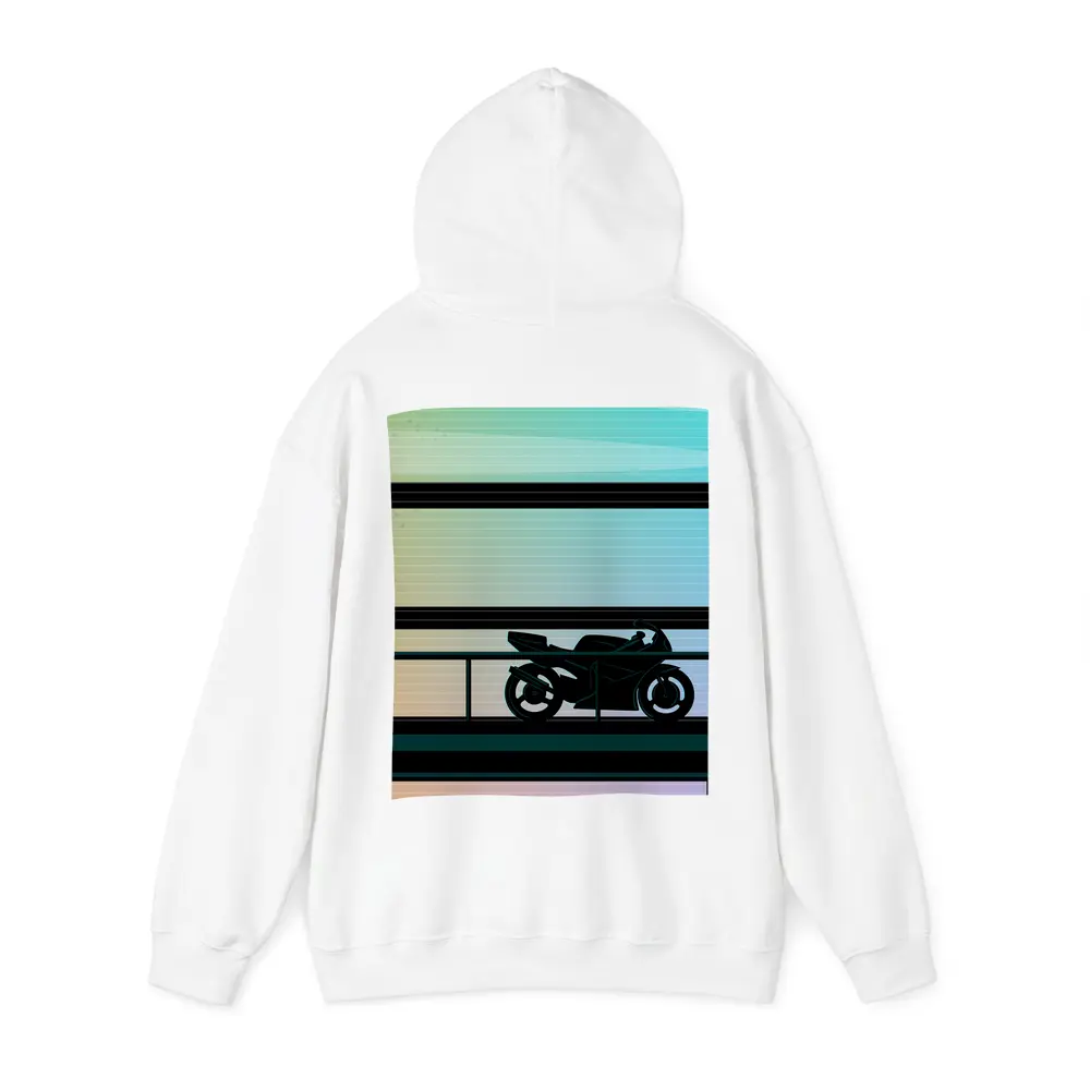 Sport Bike Silhouette Retro Striped Background Art – Hoodies