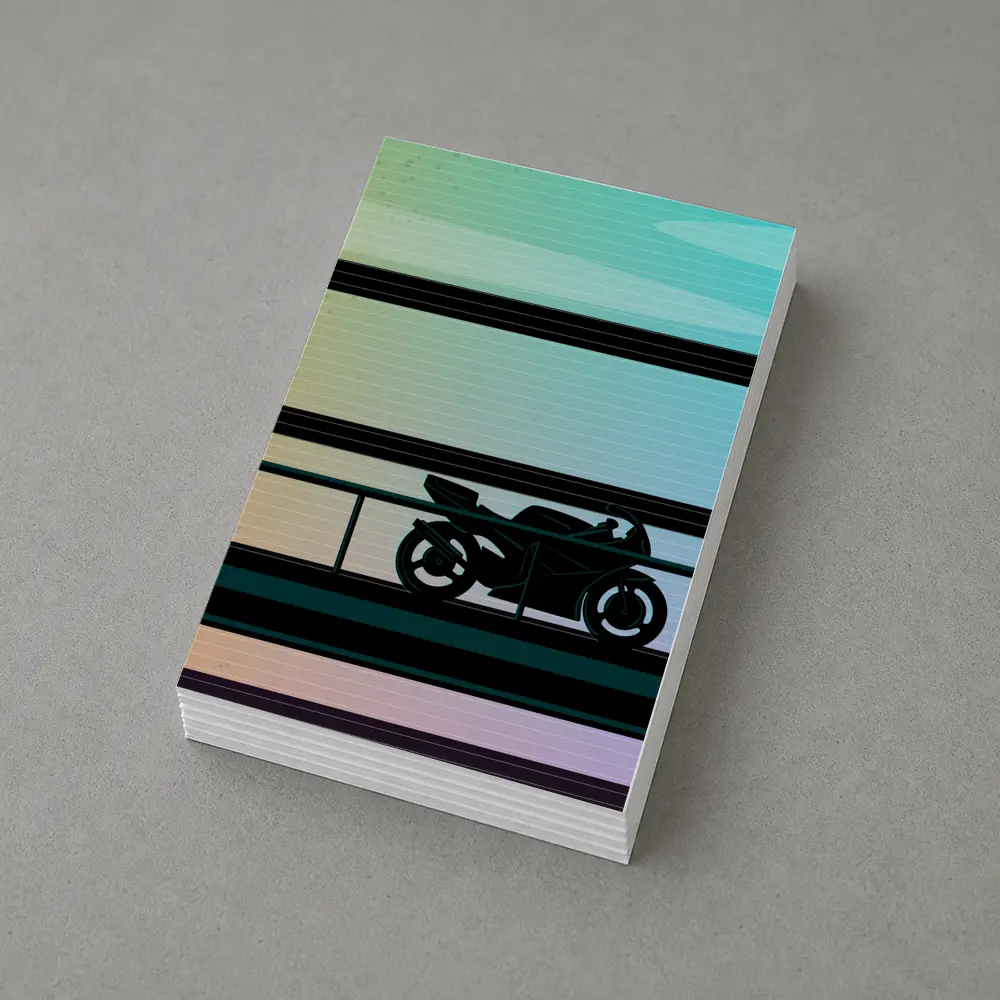 Sport Bike Silhouette Retro Striped Background Art – Postcards