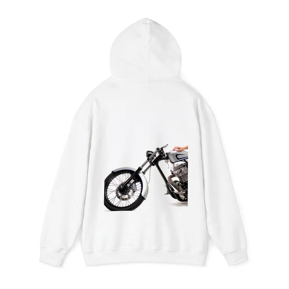 Custom Chopper Motorcycle Blonde Woman White Background – Hoodies