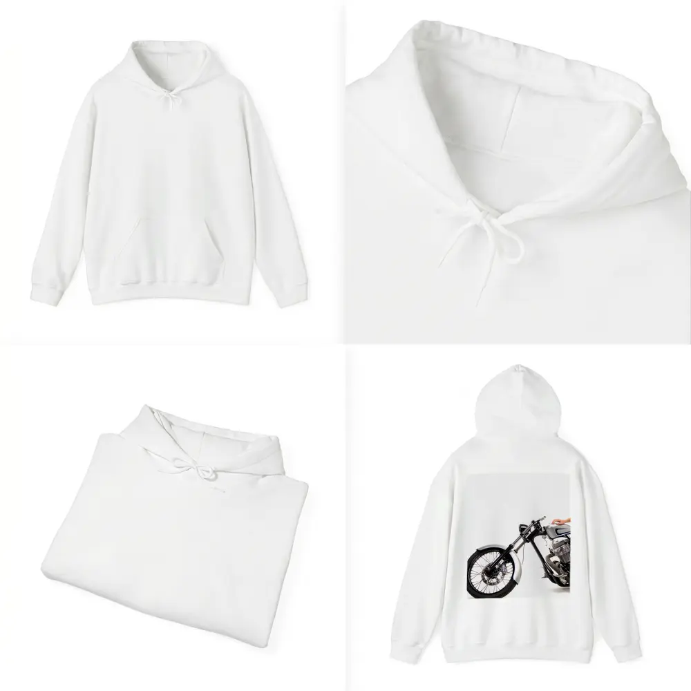 Custom Chopper Motorcycle Blonde Woman White Background – Hoodies