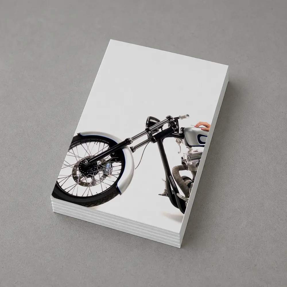 Custom Chopper Motorcycle Blonde Woman White Background – Postcards